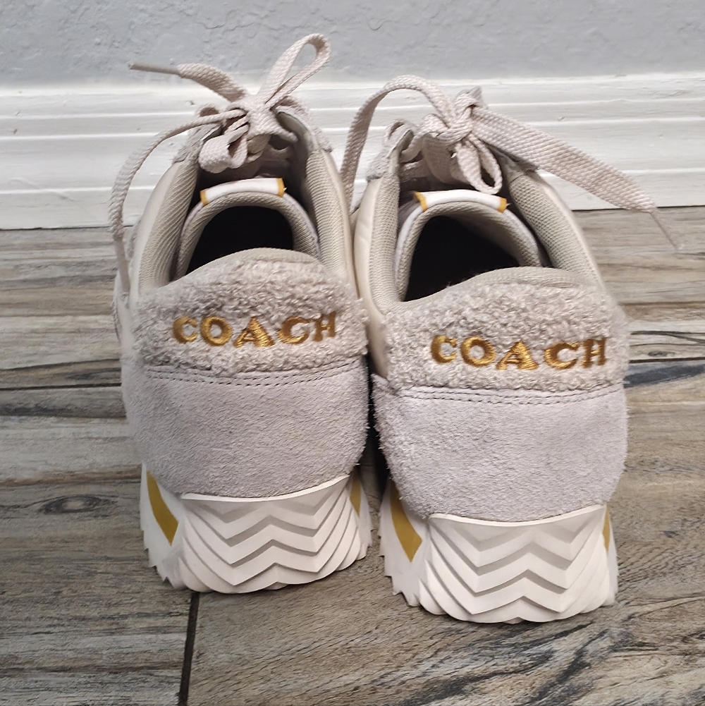 COACH Women's Ivory Suede & Leather Retro Sneakers - Ivory 9.5 - Picture 4 of 9